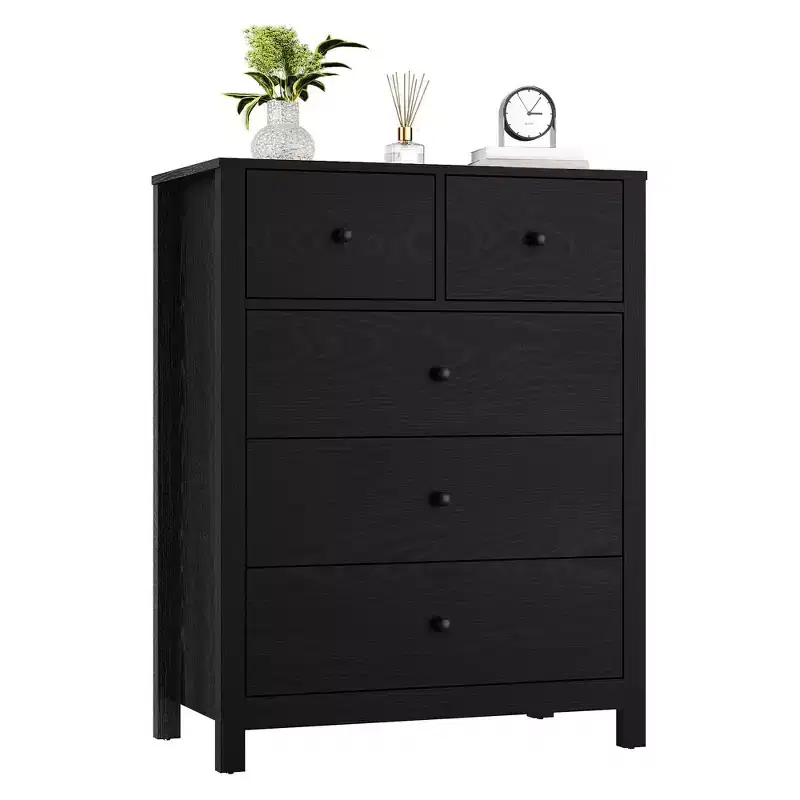 GustoWave 5-Drawer Tall Dresser Modern Wooden Storage Organizer for Bedroom Entryway Hallway Home Office