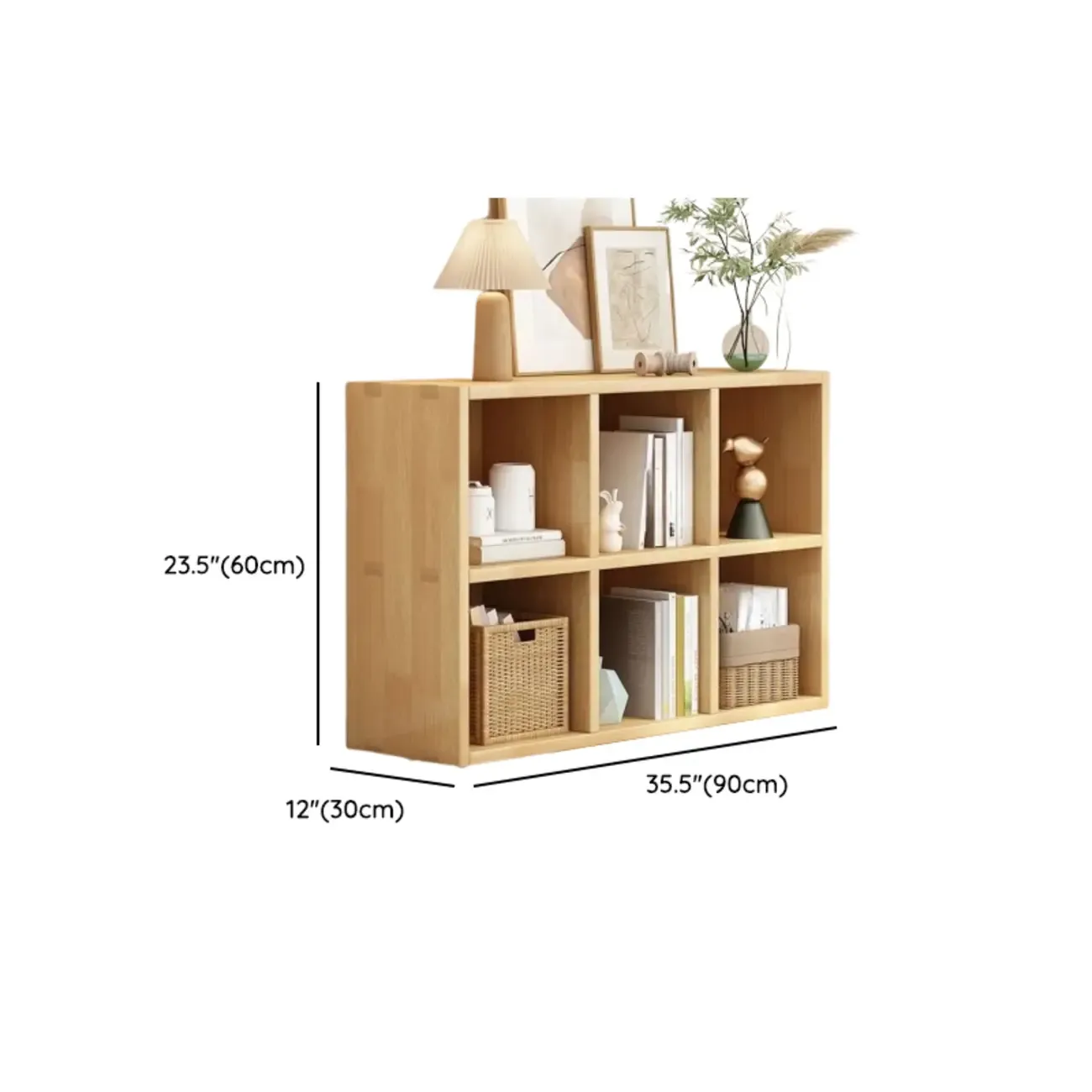 Modern Oak Bookcase Spacious Shelves Multi-Cabinets