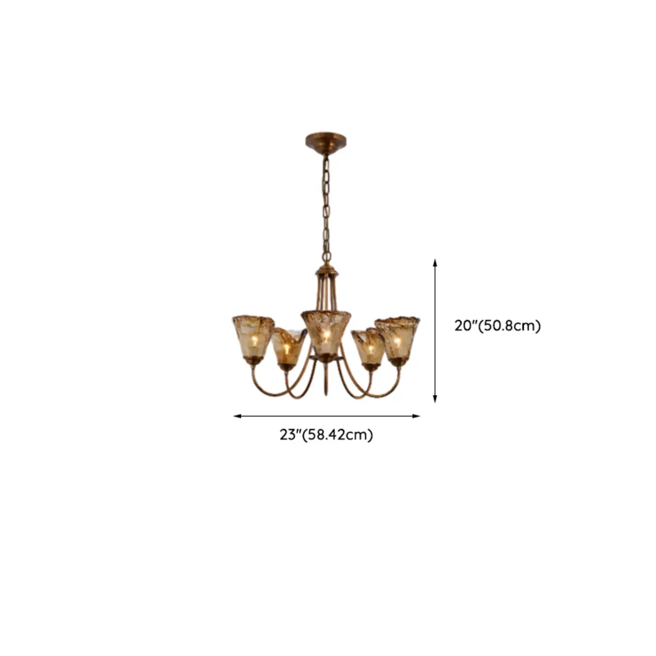 6 Lights Modern Amber Flower Glass Chandelier