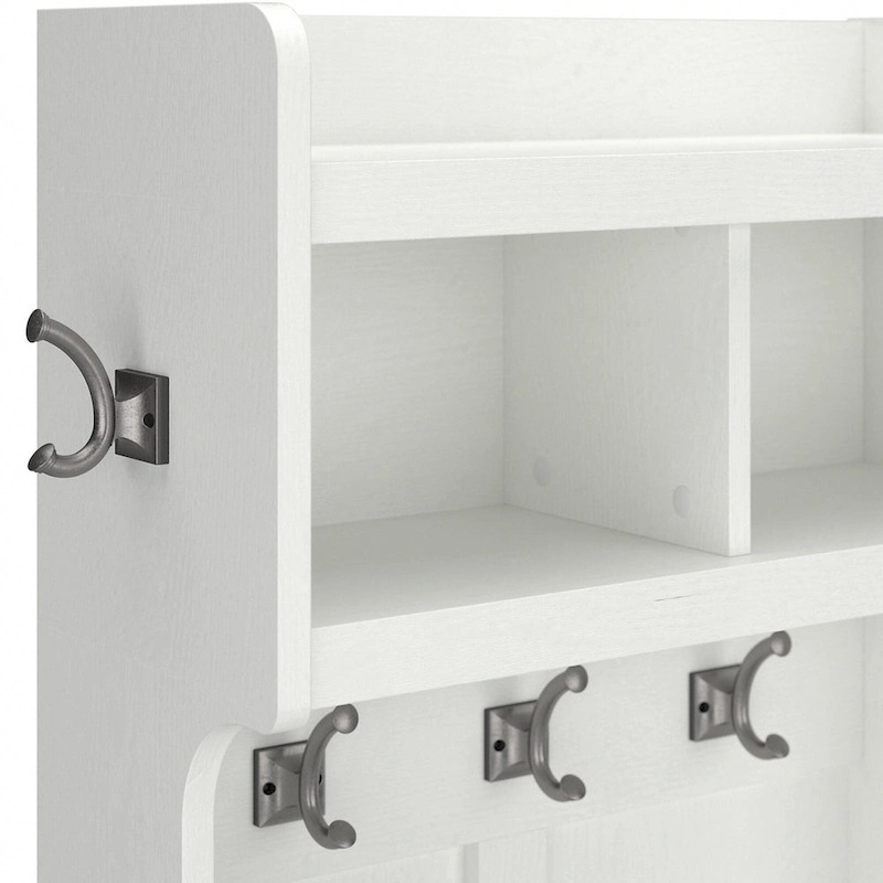 Woodland Hall Tree and Small Shoe Bench with Shelves by Bush Furniture