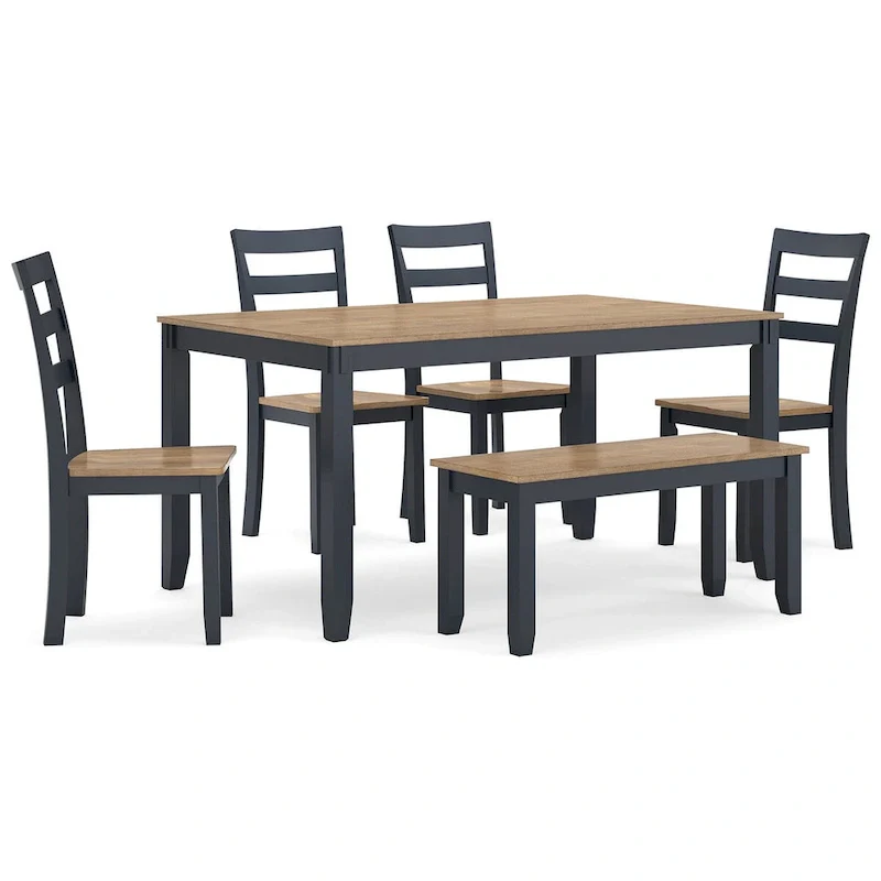 Signature Design by Ashley Gesthaven Dining Table with 4 Chairs and Bench (Set of 6)