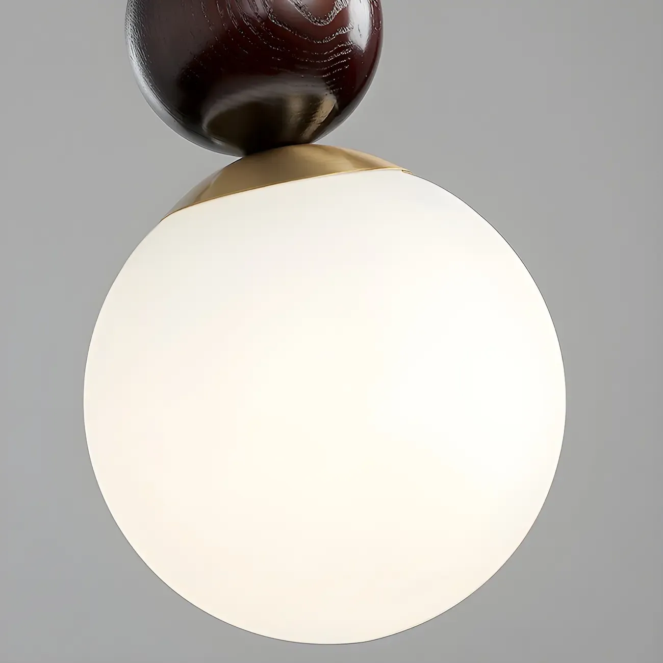 Modern White Glass Globe Pendant Light with Layered Black Bead