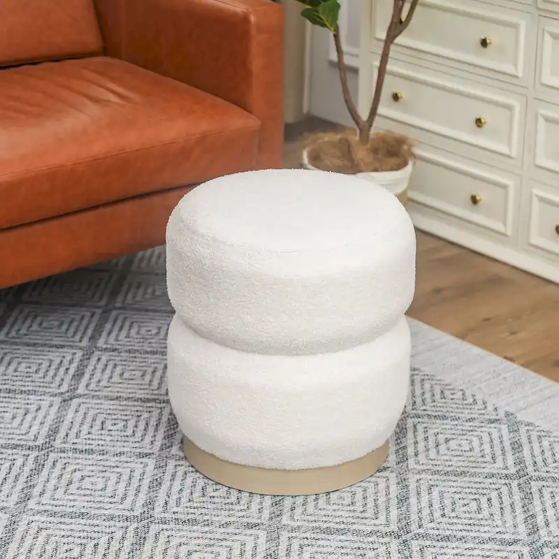 Teddy Round Upholstered Ottoman Stool