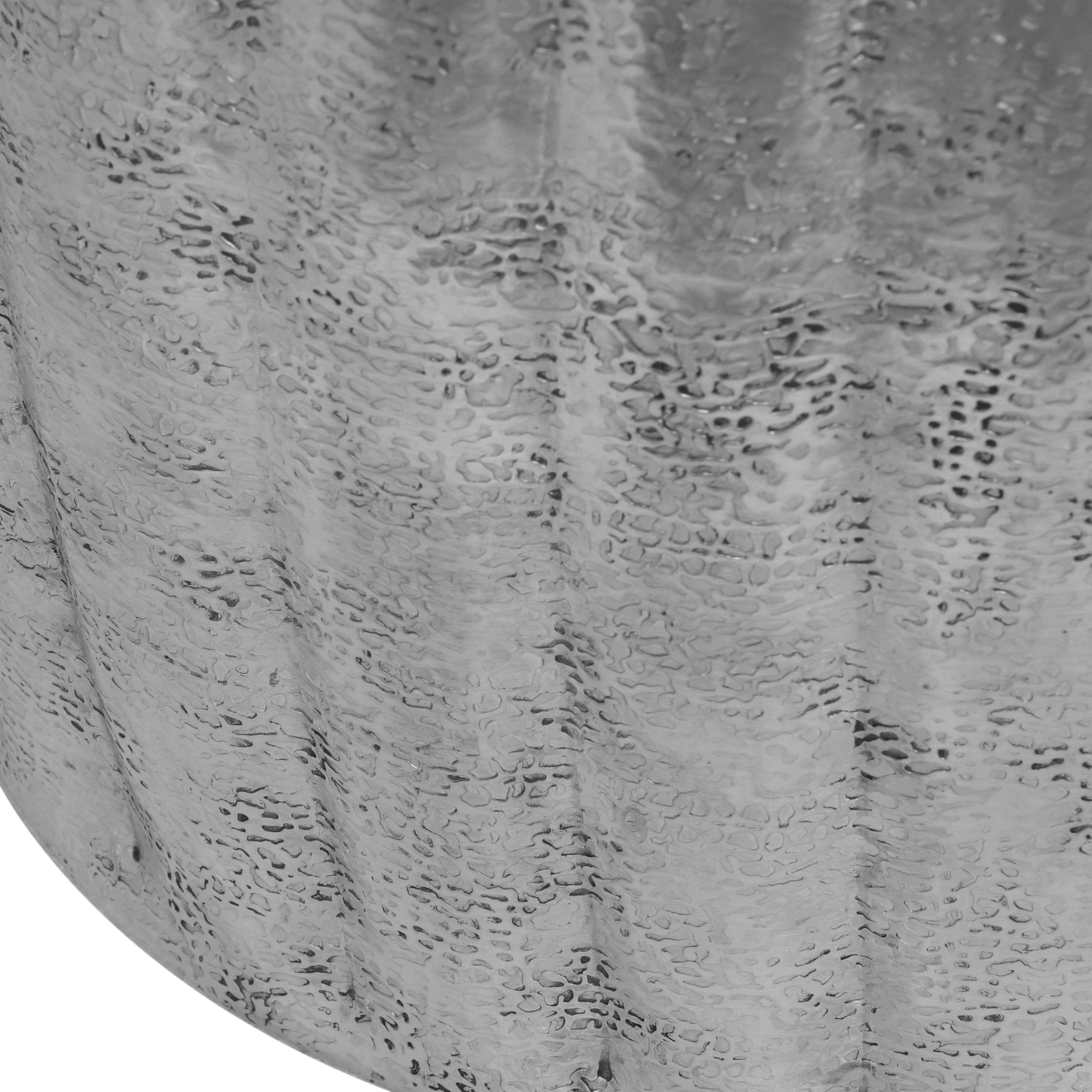 Modern Handcrafted Aluminum Pumpkin Side Table, Silver - NH929413