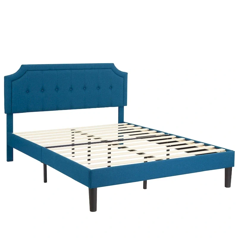 Javlergo Modern Upholstered Bed Frame with Height Adjustable Headboard, No Box Spring Needed