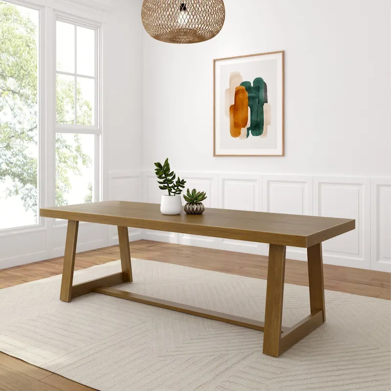 Dining Table 94 Solid Pine Wood 8-Seater Farmhouse Wirebrush Finish Non-Toxic