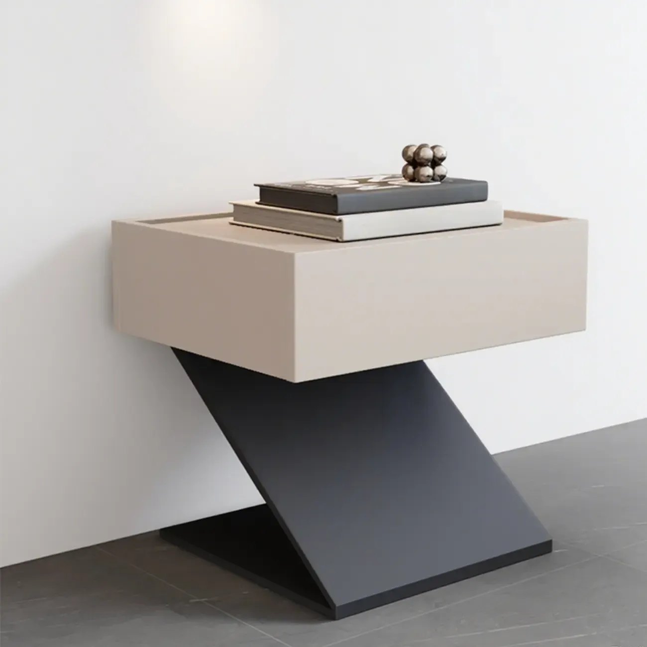 Modern Wood Nightstand with Drawer and Z-Base