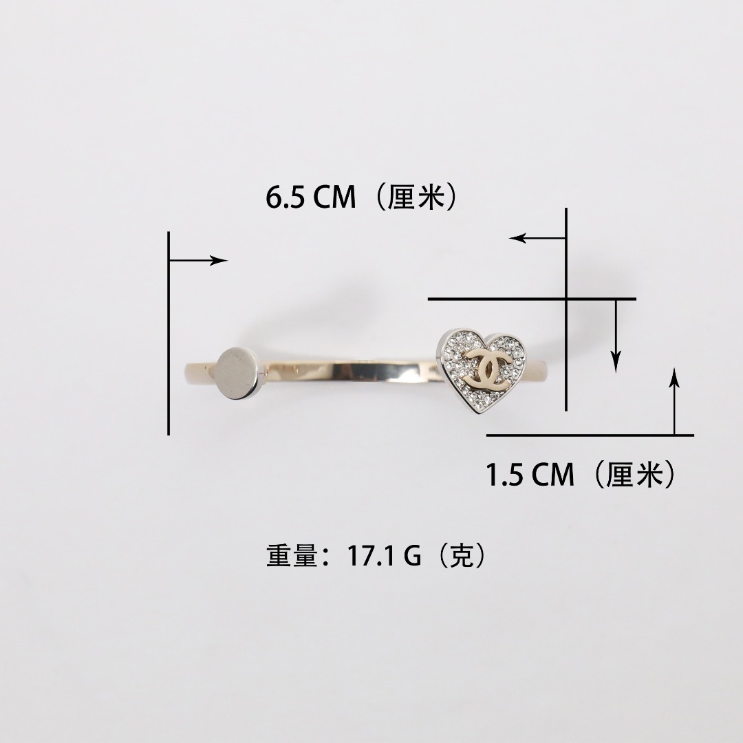 CCS173 Chanel crystal heart bangle bracelet - ccjewelryacc