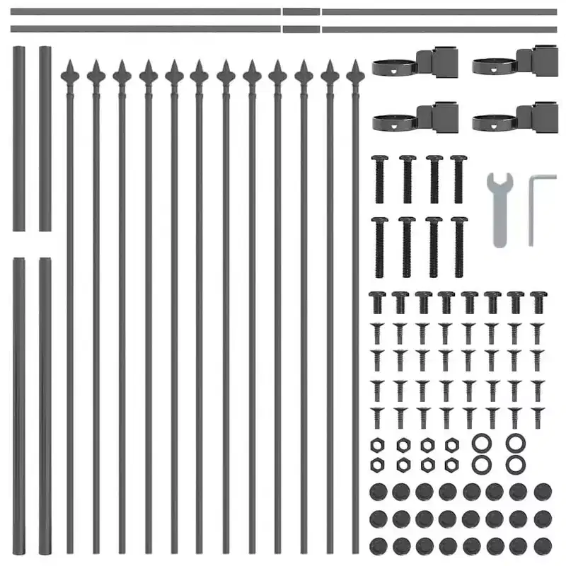 vidaXL Garden Fence 4 pcs Grey 22.31 x 3.28 ft Powder-coated Steel