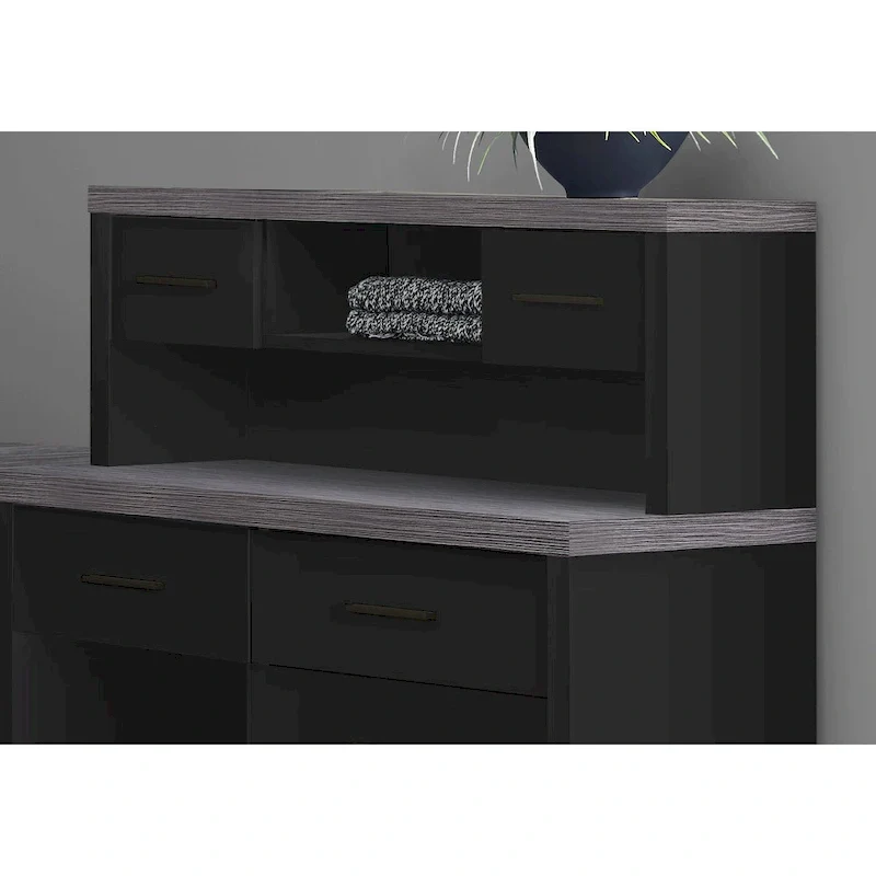 Grey L-Shape Computer Desk with 8 Drawers, Single User