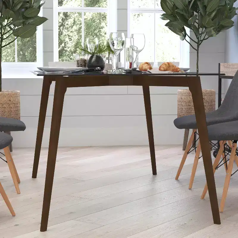 Multicolored Glass Top 4-Leg Dining Table, Seats 6