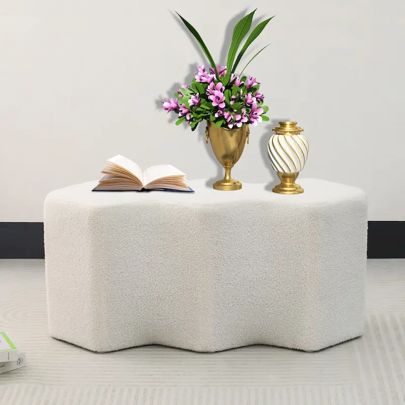 Velvet Polygon Ottoman Bench - 35 Long Footstool