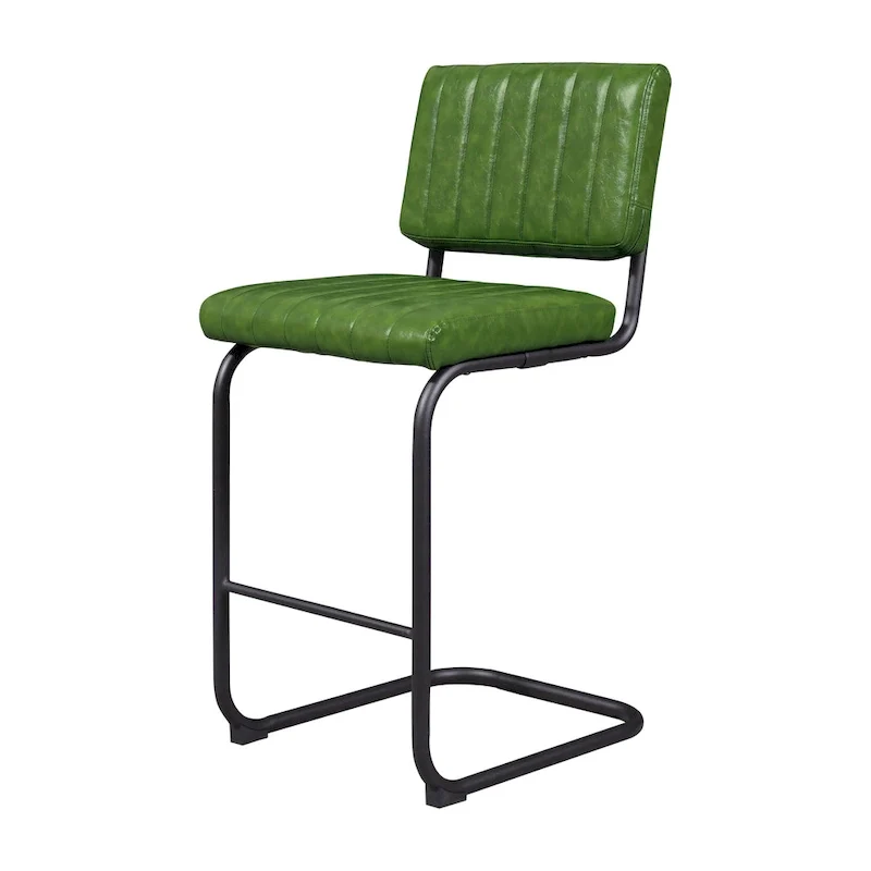 Brown Faux Leather Counter Stool with Chrome Frame