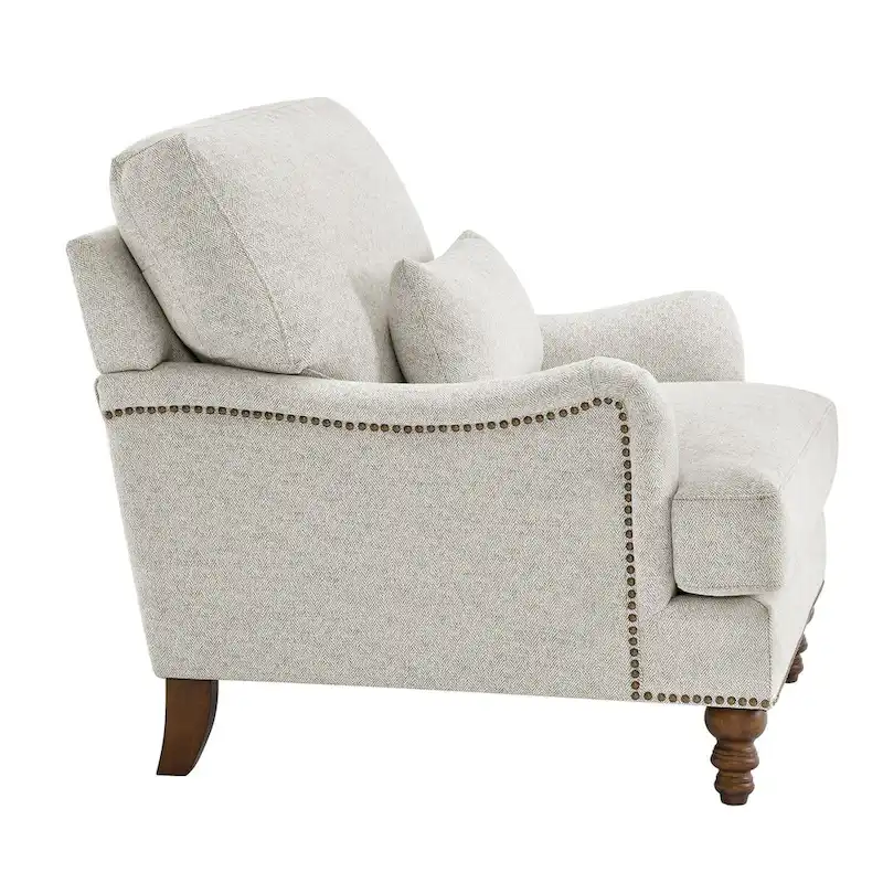 Modern Accent Chair Upholstered Solid Wood Frame with Lumbar Pillow Living Room Armchair