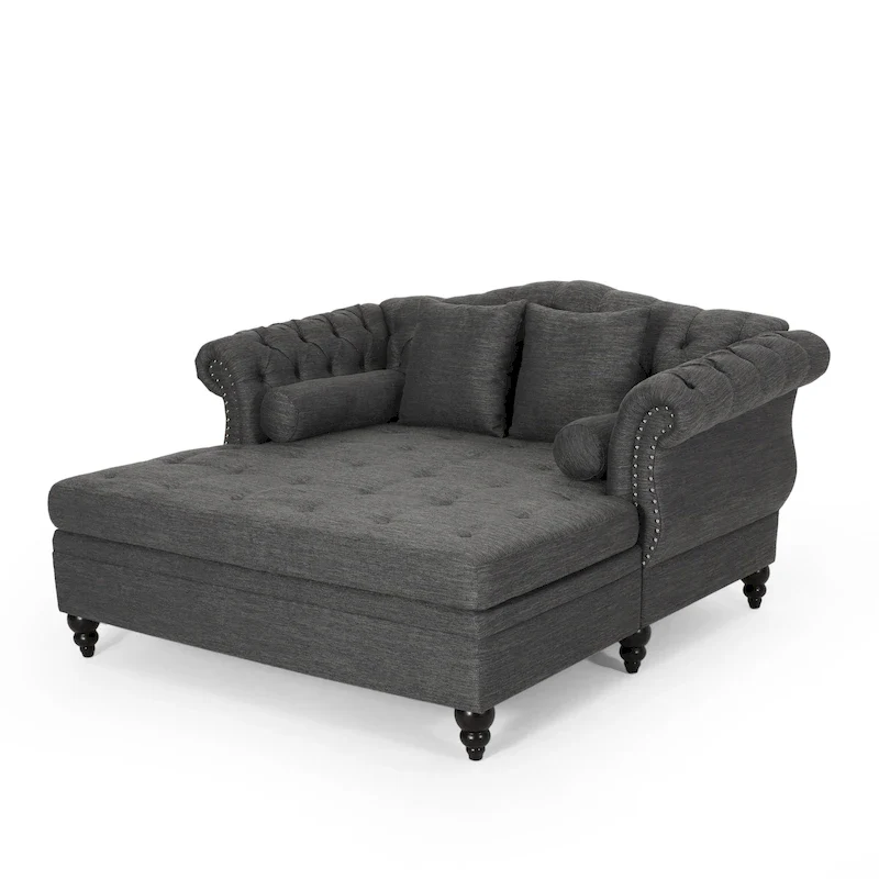 Wellston Tufted Double Chaise Lounge by Christopher Knight Home - 62.50 L x 58.50 W x 34.00 H