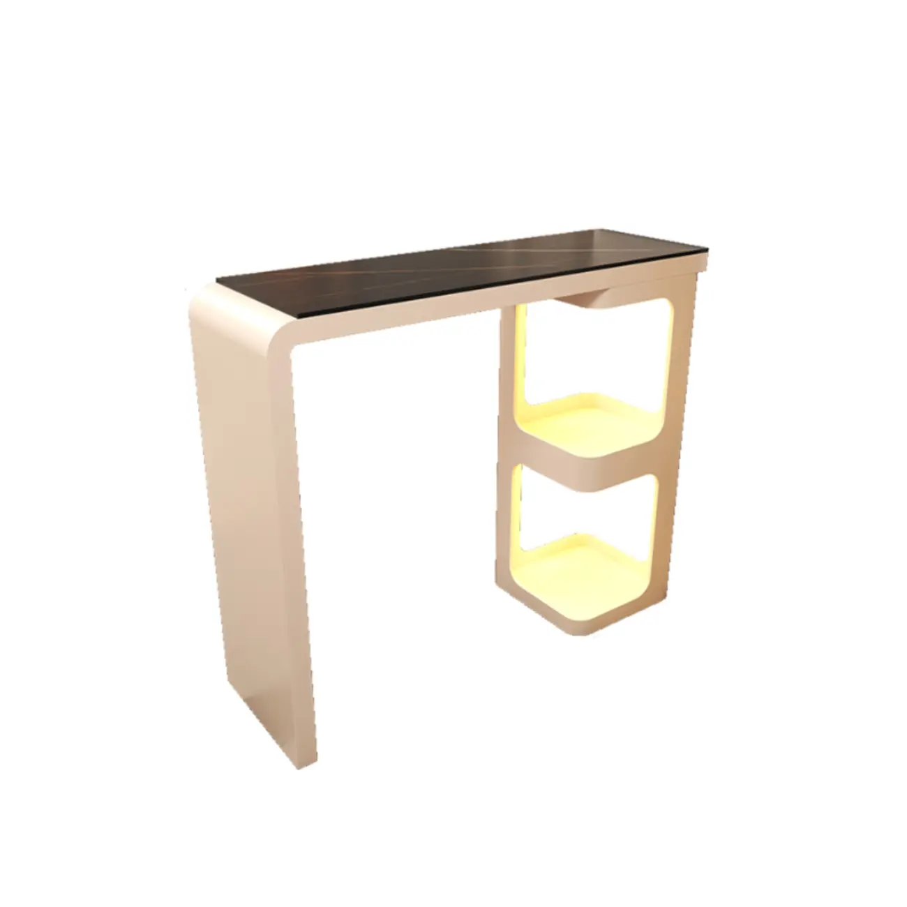 Coal Slate White Metal Bistro Table with Storage