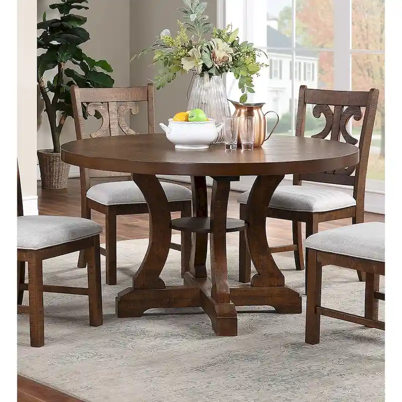 Rustic Round Pedestal Dining Table