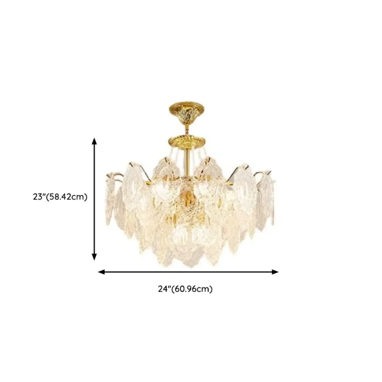Luxurious Gold Crystal Leaf Round Pendant Chandelier
