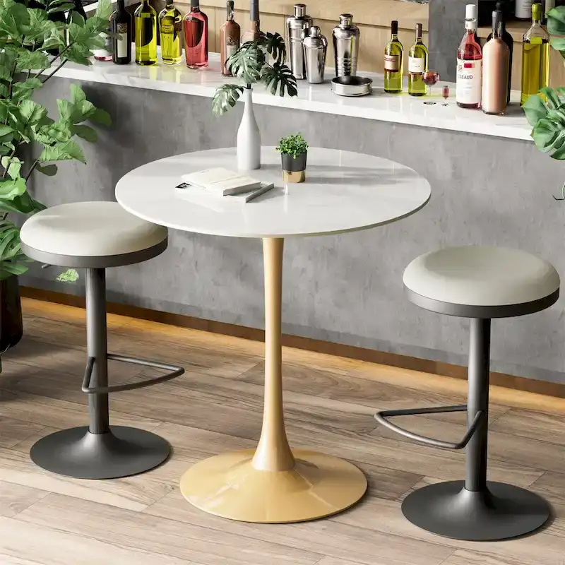 39.37  High Bar Table Round Cafe Bistro Pub Cocktail Kitchen Table Sintered Stone-top