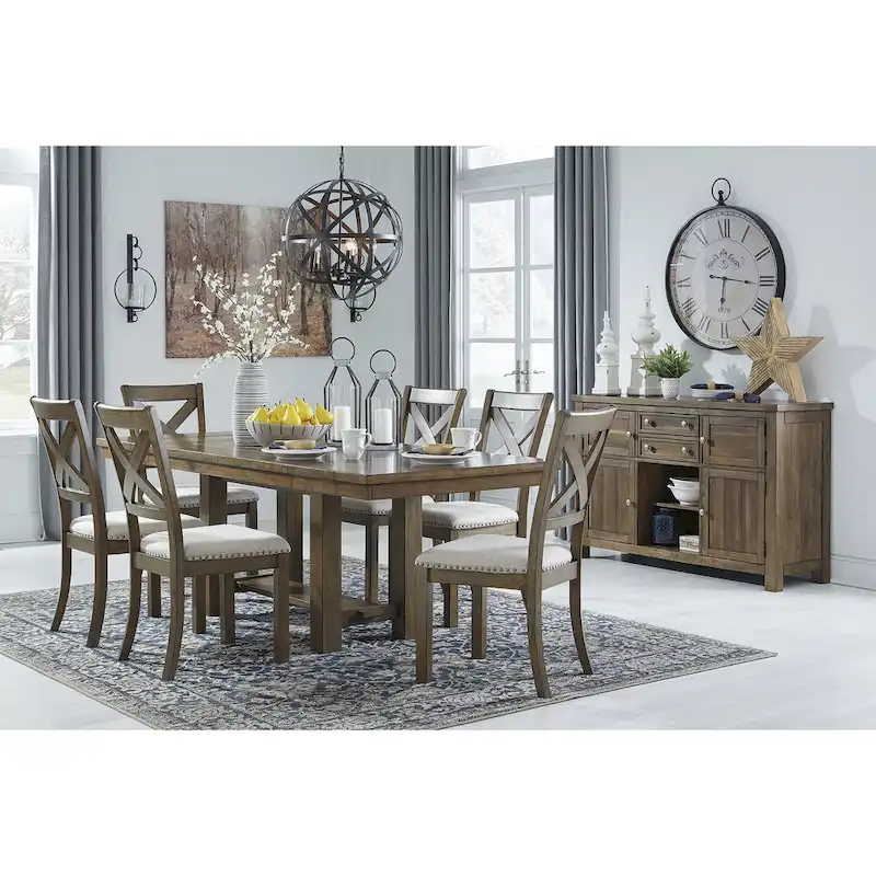 Grayish Brown Farmhouse Extension Dining Set, 7-Piece (Seats up to 8)