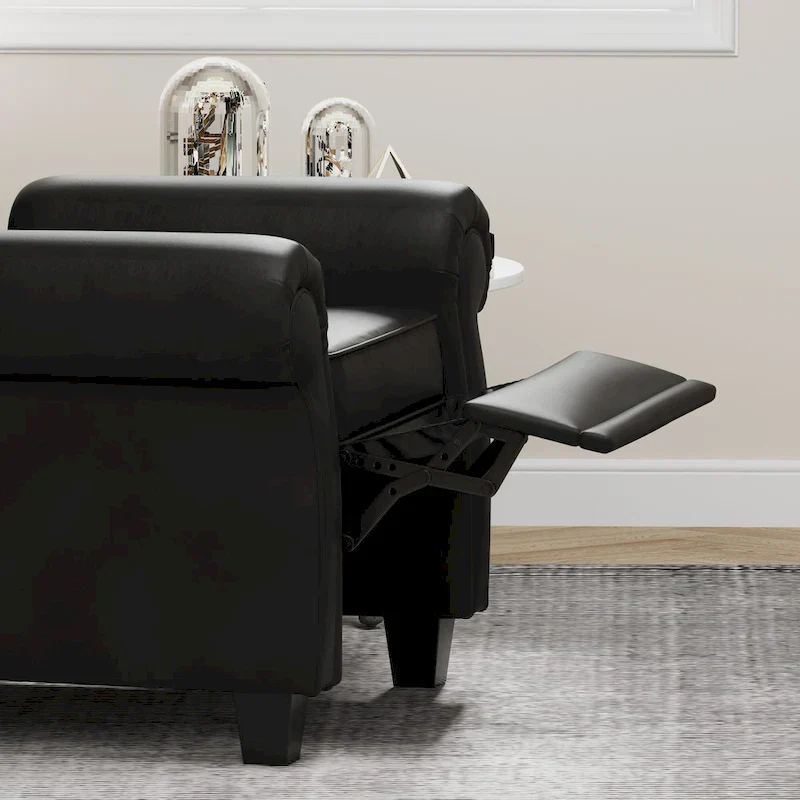 Black 35.04 Adjustable Tufted Arm Chair with Sturdy Legs