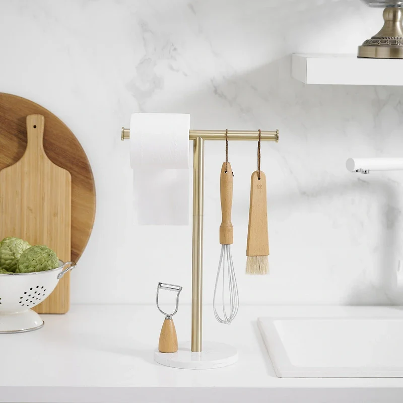 T-Shape Towel Rack With Natural Marble Base