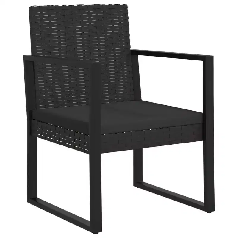 vidaXL Patio Armchair with Cushion Black Poly Rattan