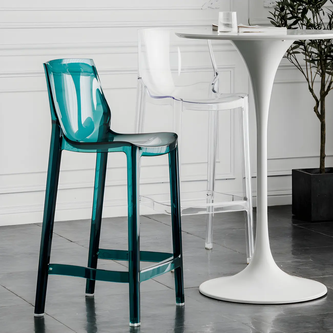 Modern Acrylic Transparent Chic Rectangle Durable Bar Stool