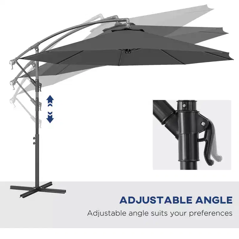 10' Cantilever Tilt Offset Patio Umbrella w/ UV & Water Safe Material & Cross Base (Weight Not Included)