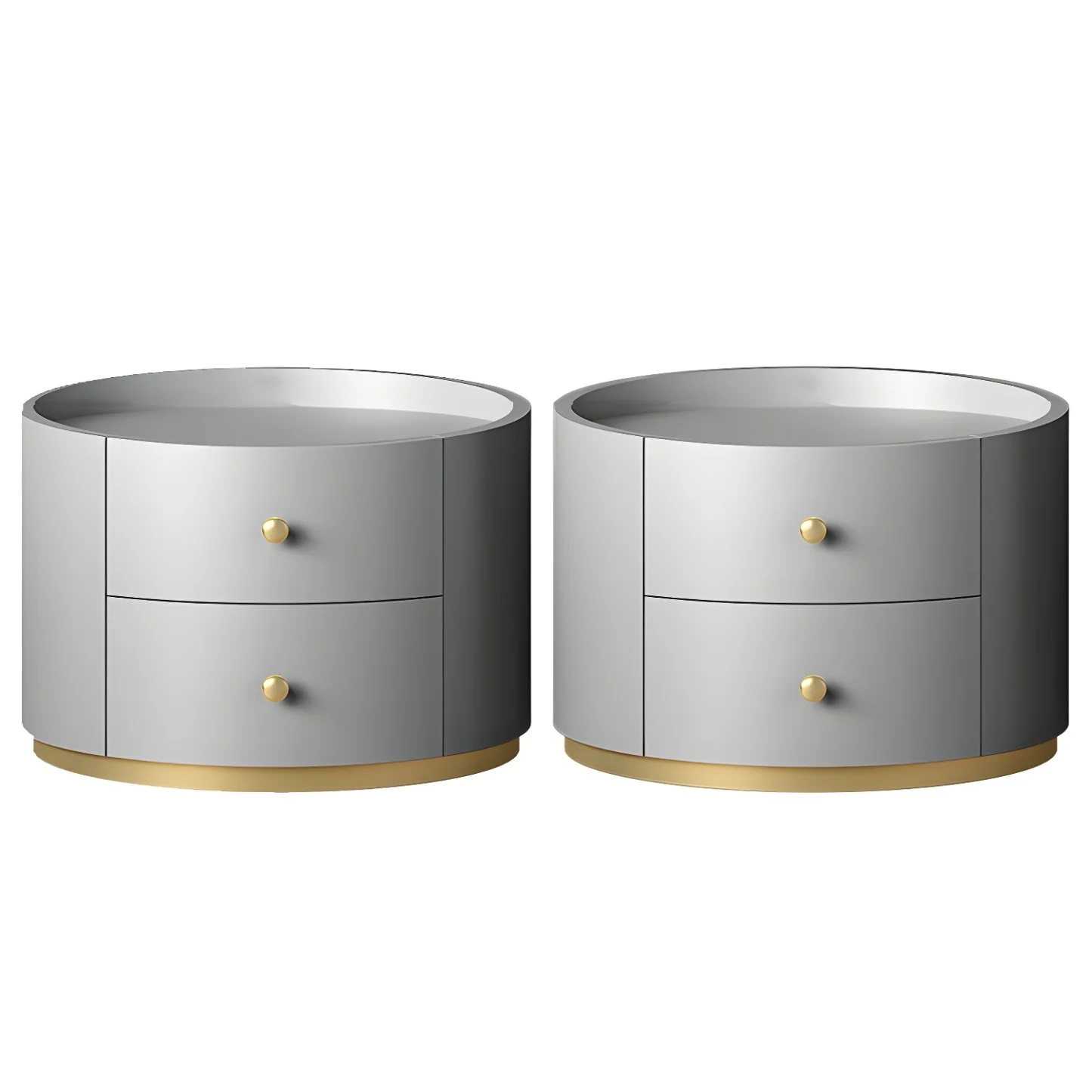 Glam Manufactured Wood Round 2-Drawer Nightstand