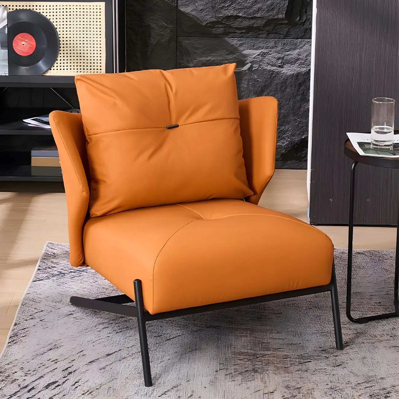 Modern Cat-Resistant Leather High Back Accent Chair