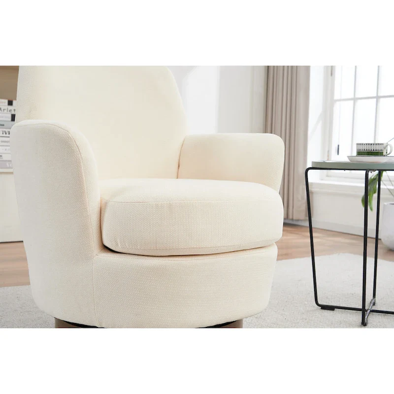 29.3 Upholstered Swivel Barrel Chair with Stainless Steel Base