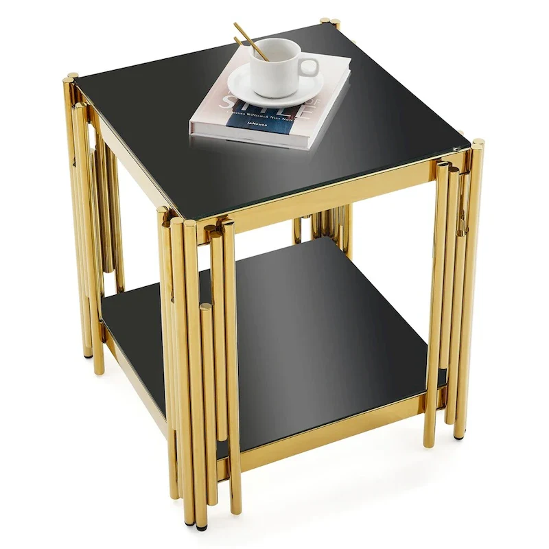 20 Stainless Steel Tempered Glass End Table
