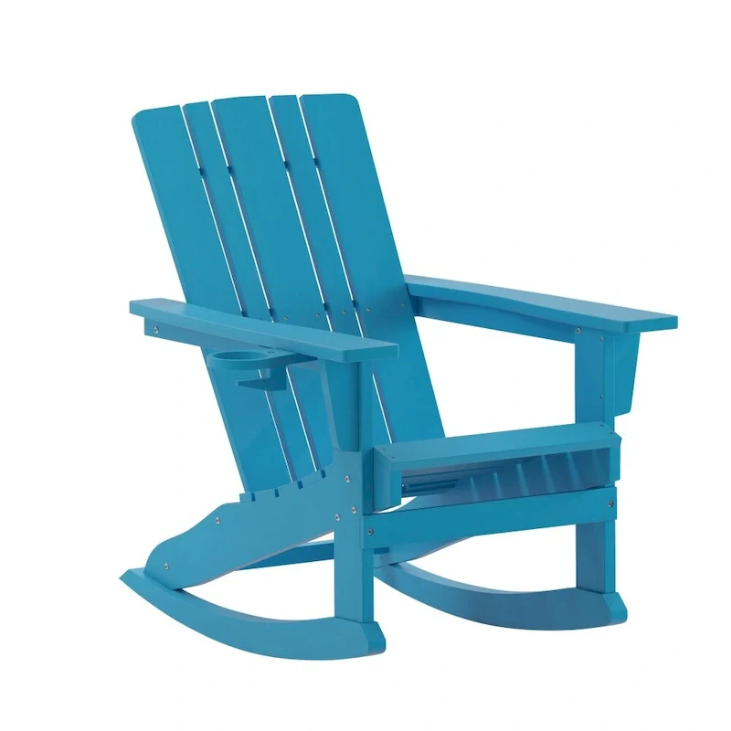 All-Weather Rocking Adirondack Chair with Swiveling Cupholder