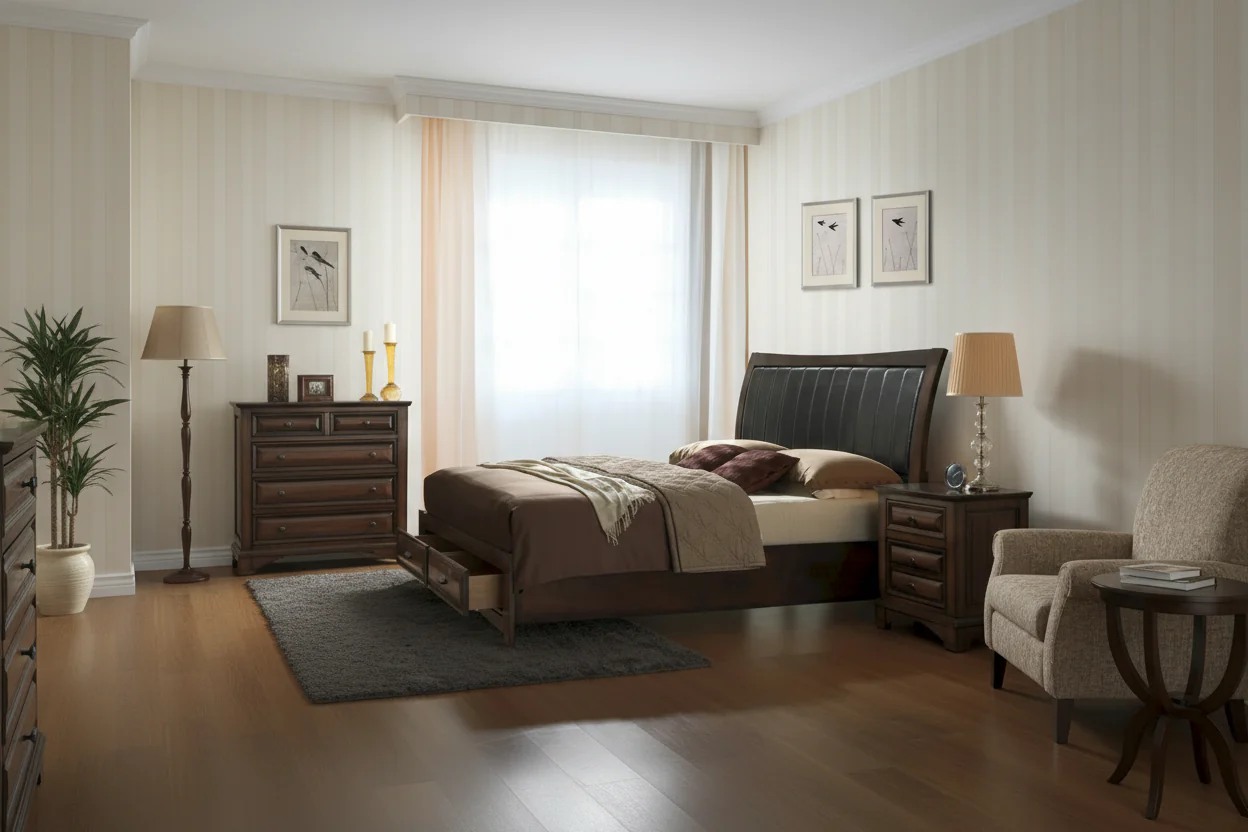 Broval Light Espresso Wood King-size Storage Platform Bed