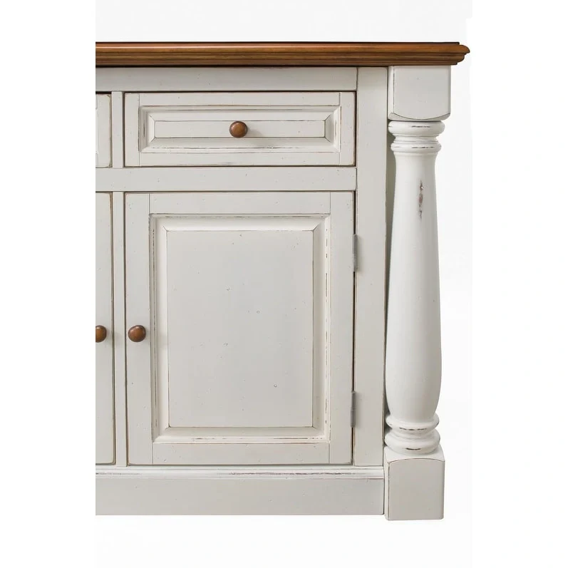 Homestyles Monarch 3-Piece Off-White Wood Kitchen Island Set with Drop Leaf Wood Top - 48' x 25' x 36'