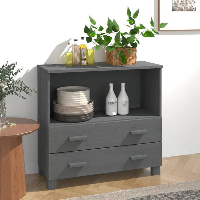 Dark Gray / Light Gray / White / Honey Brown Solid Pine Wood Sideboard with 2 Drawers & 1 Compartment – 1 Person Assembly