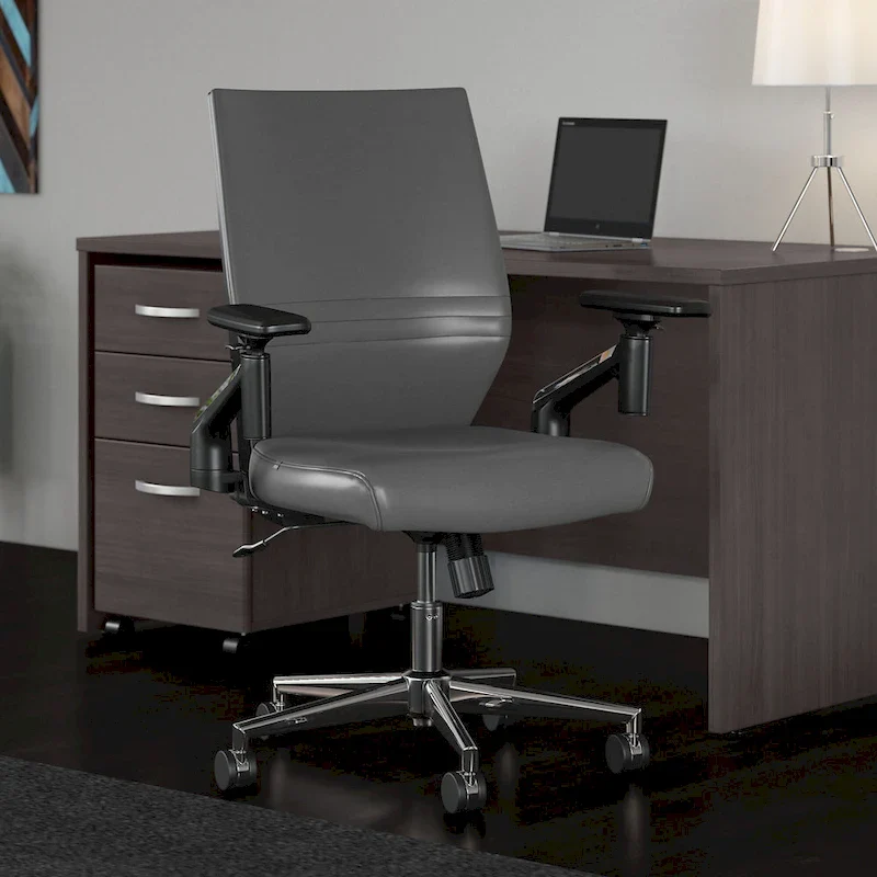 Cabot Mid Back Leather Office Chair by Bush Furniture