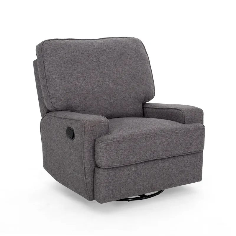 Charcoal/Navy Tweed Traditional Glider Recliner with Swivel, 1-Person