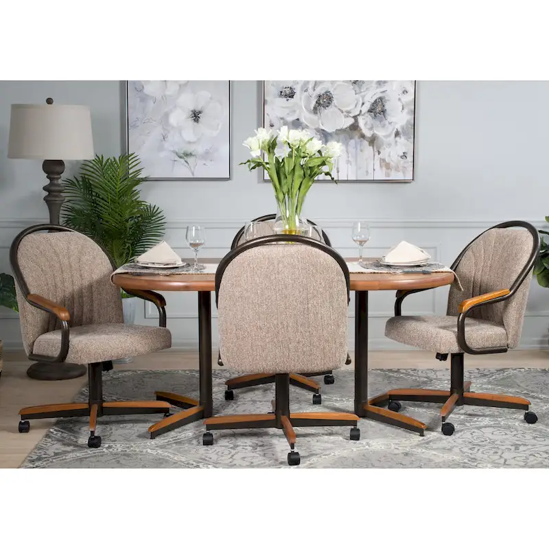 Casual Dining Swivel and Tilt Rolling Dining Chair - 38 Hx221/2 Wx22 D - 38 Hx24 Wx22 D