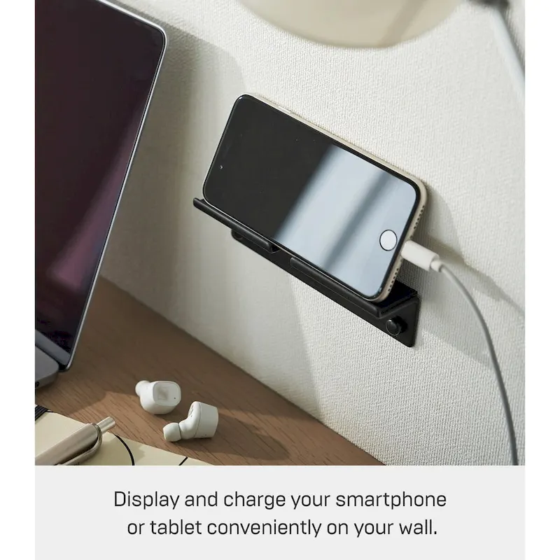 Yamazaki Home Wall-Mounted Phone Holder, Steel, Holds 2.2 lbs - L 1.26 x W 5.51 x H 1.3 inches