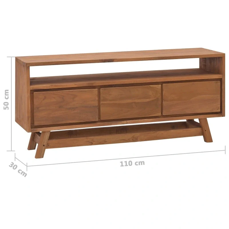 vidaXL TV Cabinet 43.3x11.8x19.7 Solid Teak Wood - 43.3 x 11.8 x 19.7 - 43.3 x 11.8 x 19.7