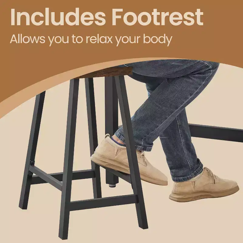 2 Pack Bar Stools, Bar Chairs, Kitchen Breakfast Bar Stools with Footrest, 23.6 Inches High