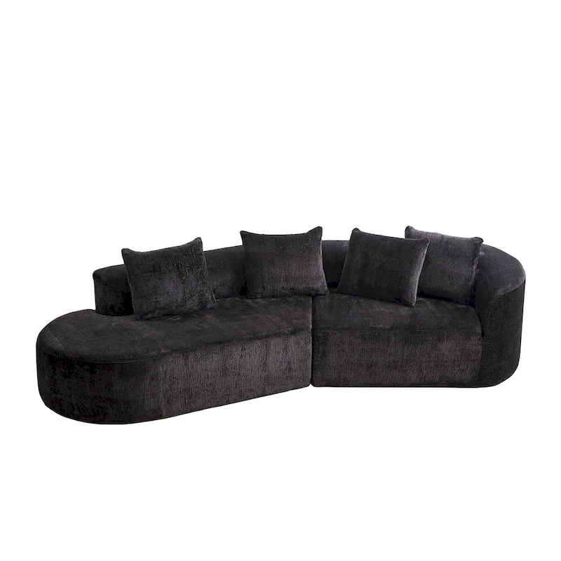 114 Chenille Deep-Seat Sectional Sofa with 4 Pillows