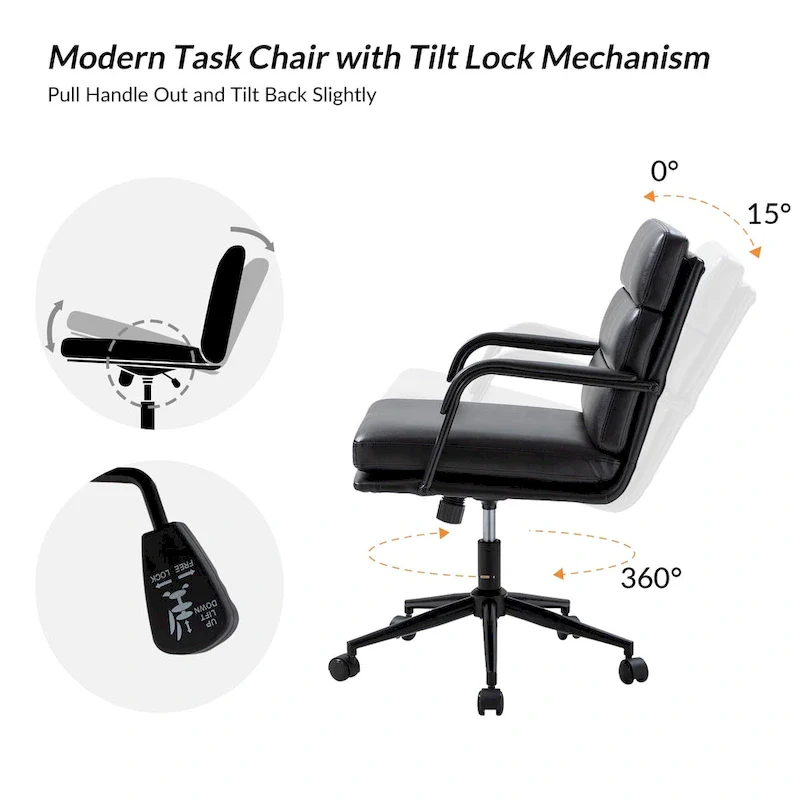 Modern Task Faux Leather Chair with Tilt Lock and Center Tilt by