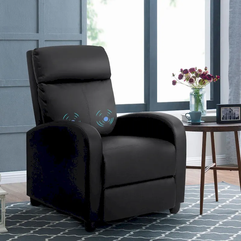 Single Massage Recliner, Brown/Black – 1-Seat, 8 Modes