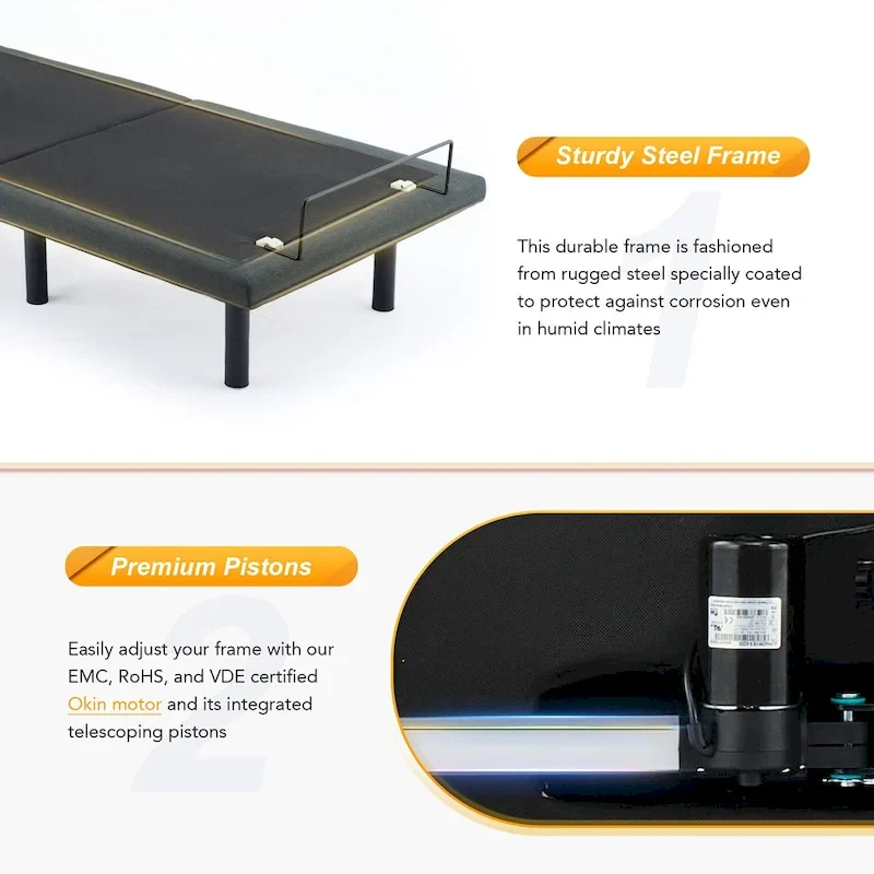 Massaging Zero Gravity Adjustable Bed with Wireless Remote and Underbed Lighting