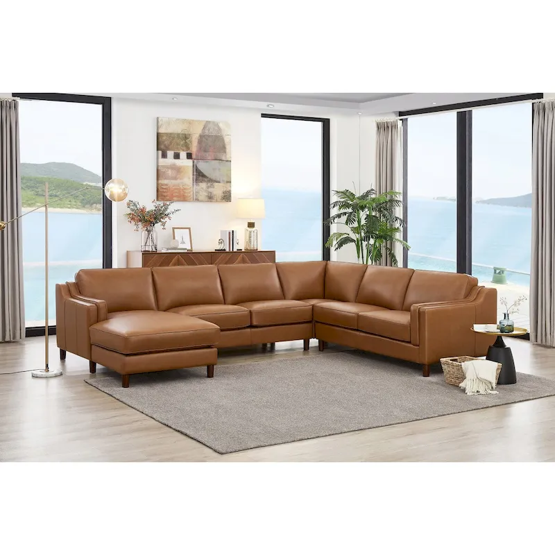 Hydeline Bella Top Grain Leather Left-Facing Sectional Sofa with Chaise