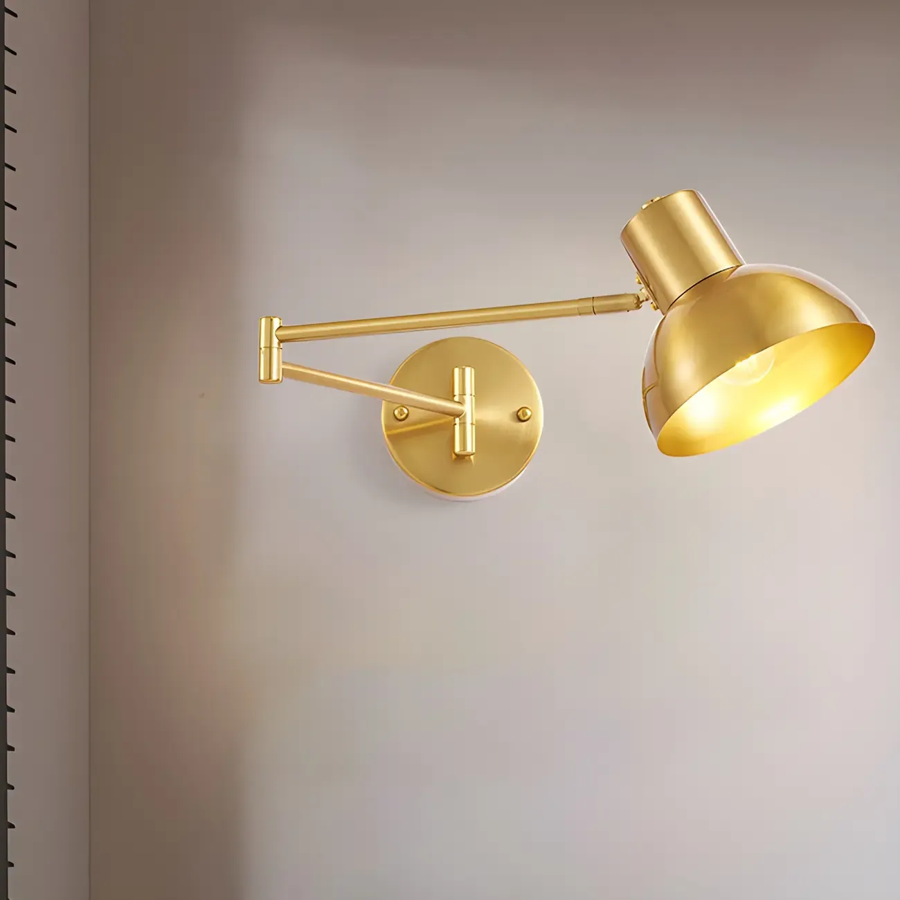 Modern Metal Hemisphere Shade Swing Arm Wall Light
