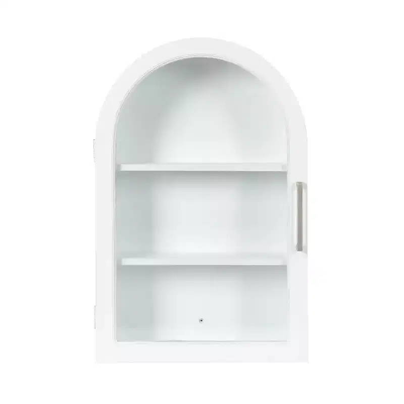 Kate and Laurel Arcott Arch Wall Cabinet, 16x7x24 White